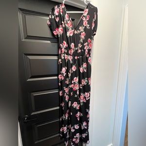 Maurice’s, black floral jumpsuit. medium